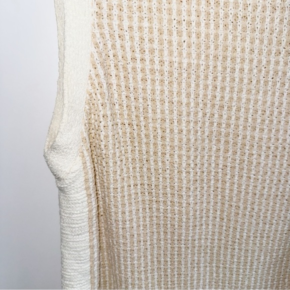Club Monaco Stitchy Tunic Tank Cream/Tan Sleeveless Sweater Sz Large - Picture 11 of 13